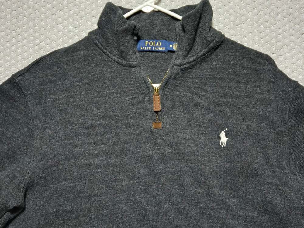 Polo Ralph Lauren 1/4 Zip Pullover Sweater Size M Dark Gray